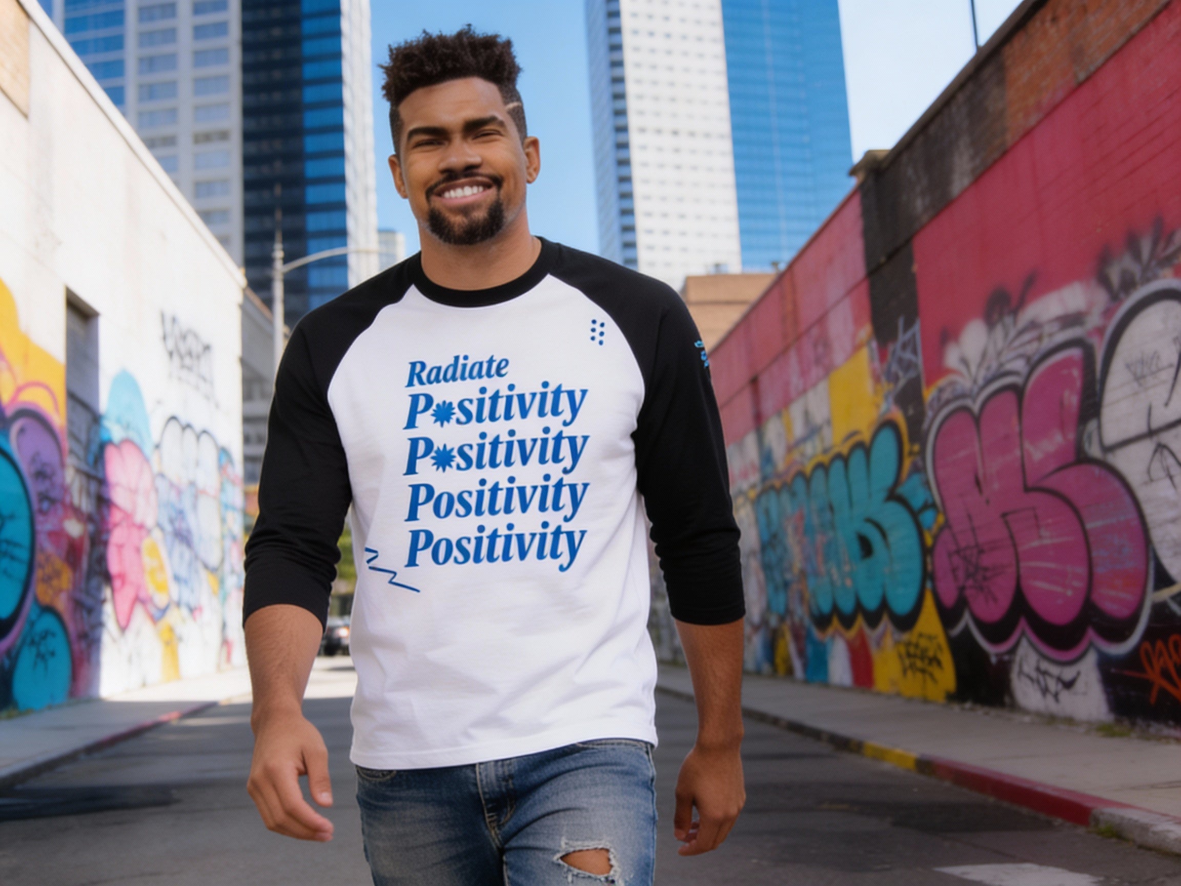 Radiate Positivity 3/4 Sleeve Unisex Raglan Shirt